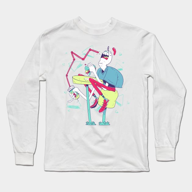 FingerFace Fast Food Long Sleeve T-Shirt by ericdavidhaddad